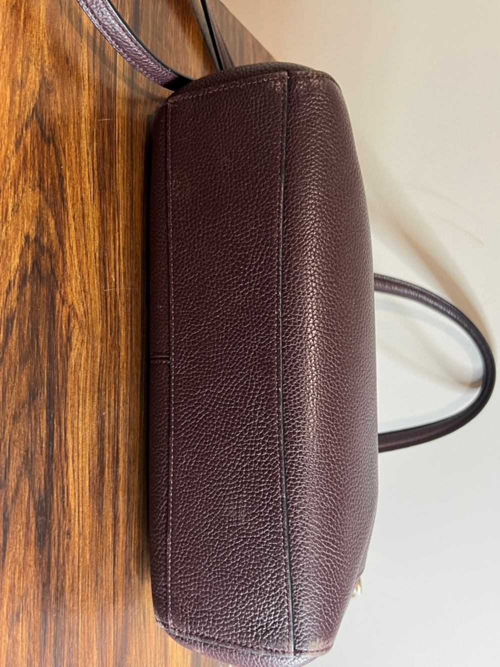 Coach Pebbled Leather Satchel in Deep Plum/Burgundy with Gold Hardware - Picture 12 of 16